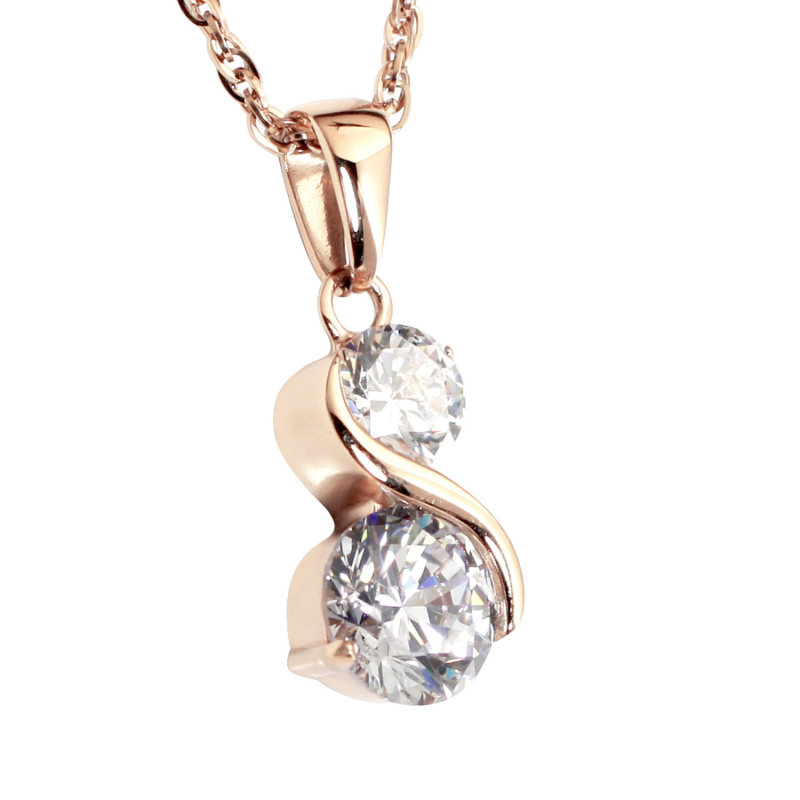 Solitaire 2CZ Pendant-Rose...