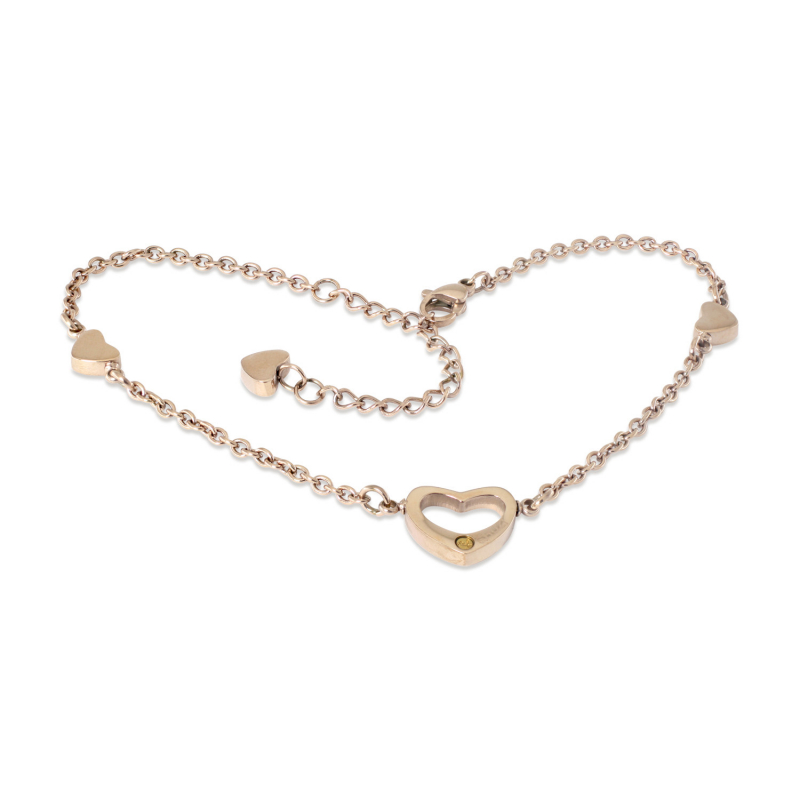 Women Girl Titanium Stainless Steel Rose Gold Love & Heart Anklet Bracelet  8-10