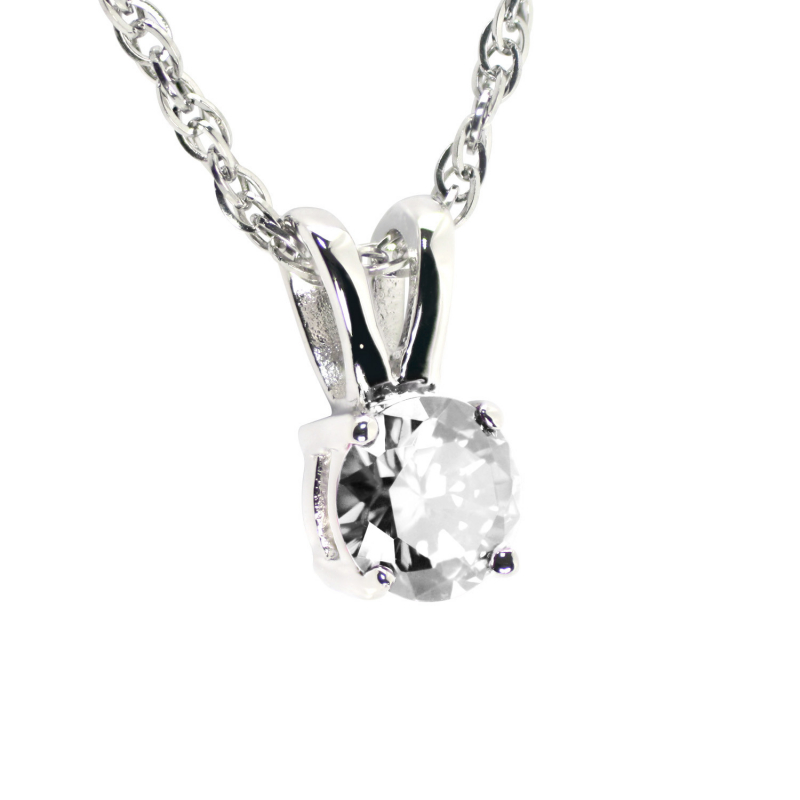 Solitaire CZ Pendant-Rhodium (SS) Clear