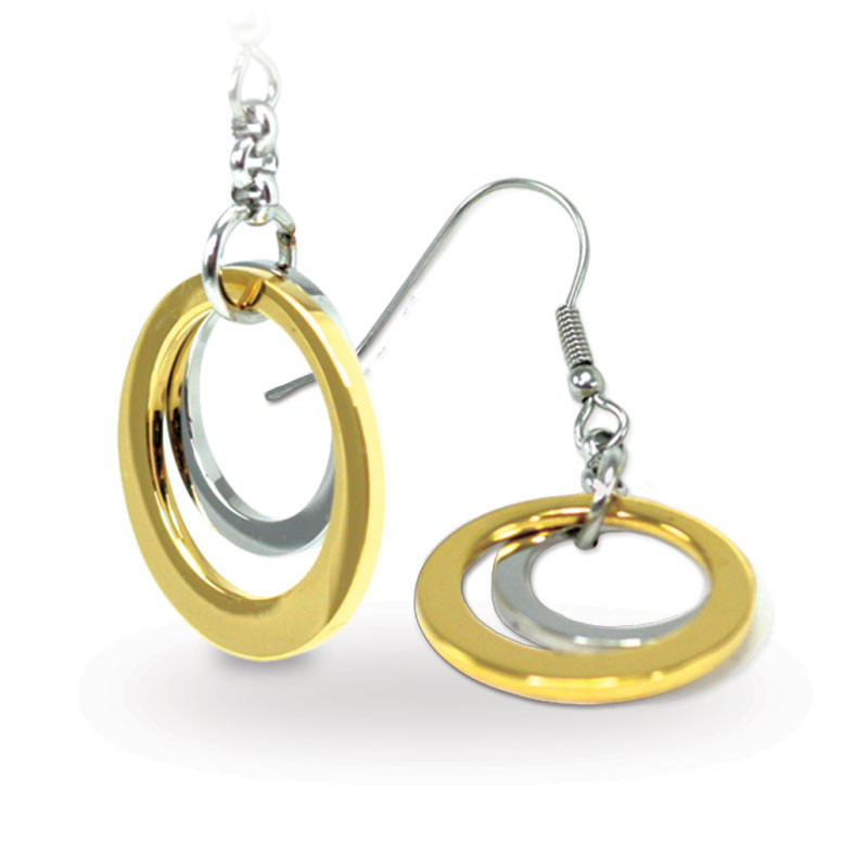 Two Tone Hoop Earrings (SS)