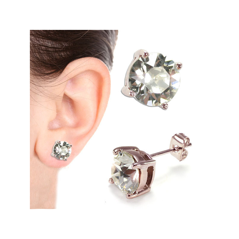 Solitaire Stud Earring Rose Gold 8mm (SS)