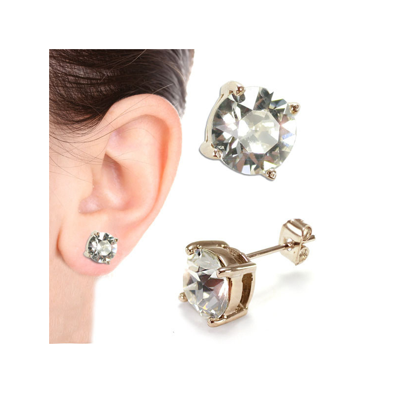 SHUZI Solitaire Stud Earring Gold 8mm (SS)