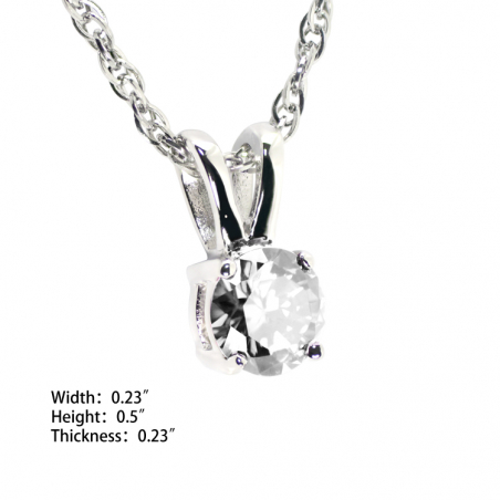 Solitaire CZ Pendant-Rhodium (SS) Clear