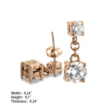 2 CZ Rose Gold Earrings (SS)