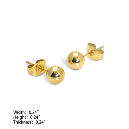 6mm Ball Stud Earrings Gold (SS)