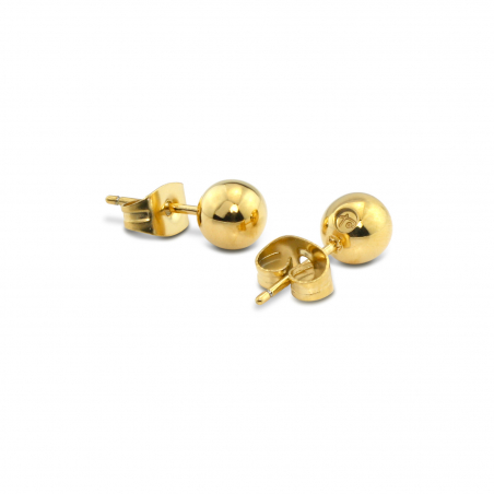 6mm Ball Stud Earrings Gold (SS)
