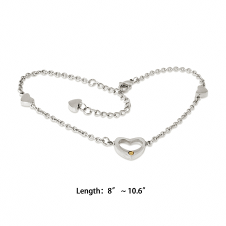 Heart Anklet-Rhodium (SS)