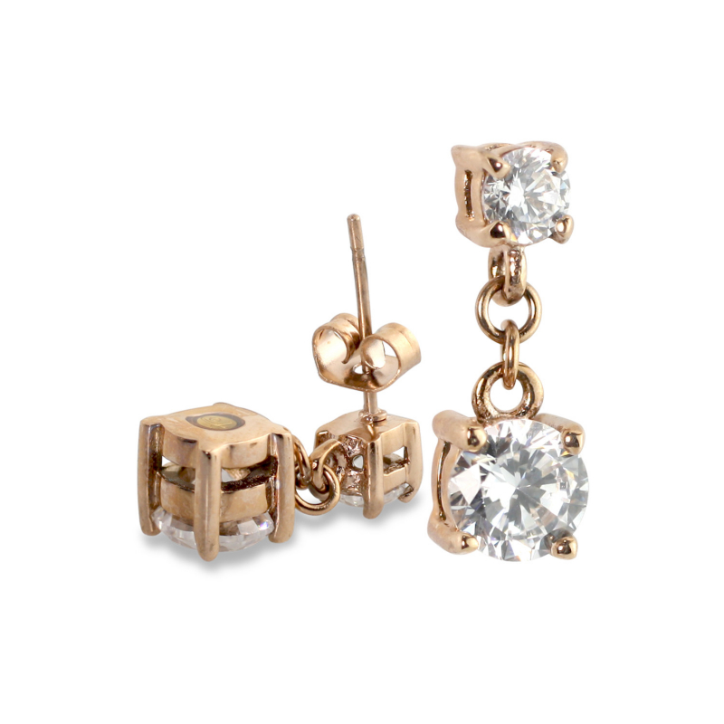 2 CZ Rose Gold Earrings (SS)